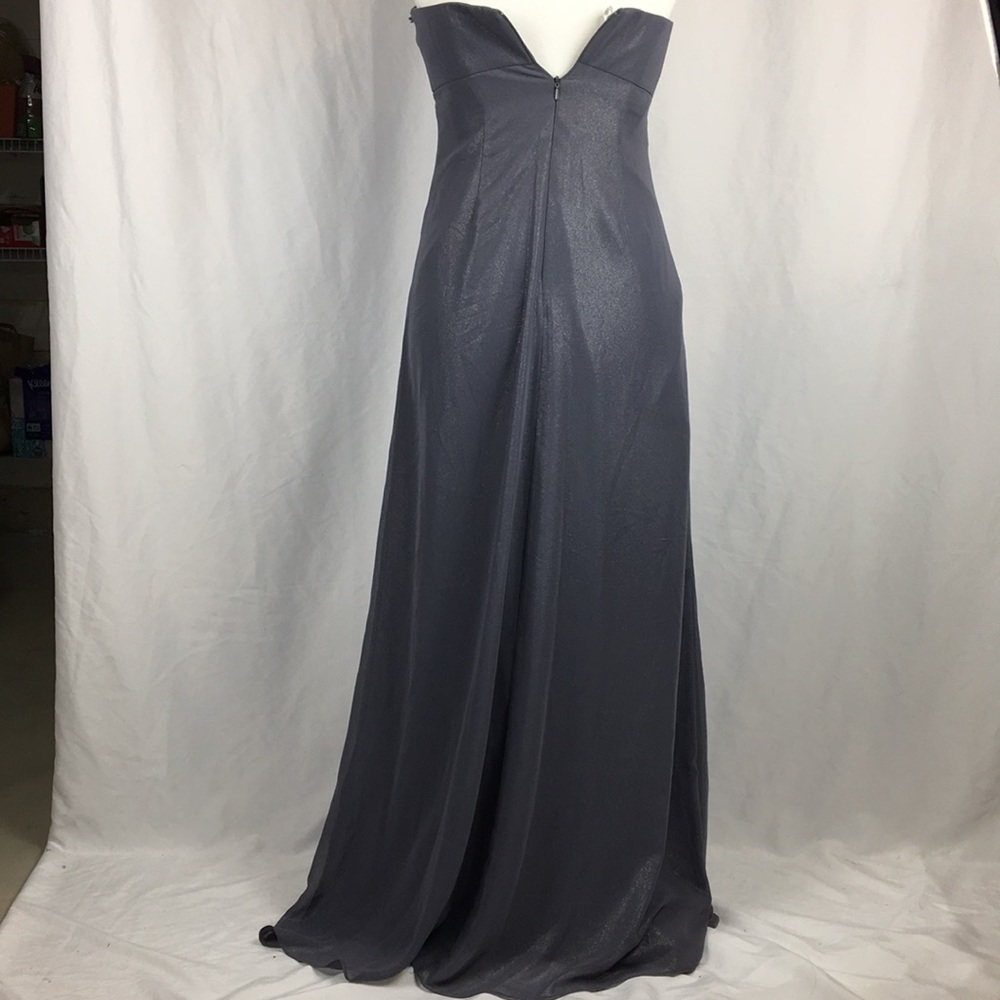 DAVID’S BRIDAL Strapless Fogfoil Split Dress Sz 2 - Picture 5 of 8